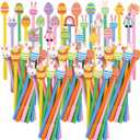 LiYiQ 100 Pcs Easter Cartoon Cute Fun Pens Kawaii Easter Eggs Rabbit Chicken Rainbows Gnome Shape Gel Black Ink Pen, Cute Pens for Office Home Present