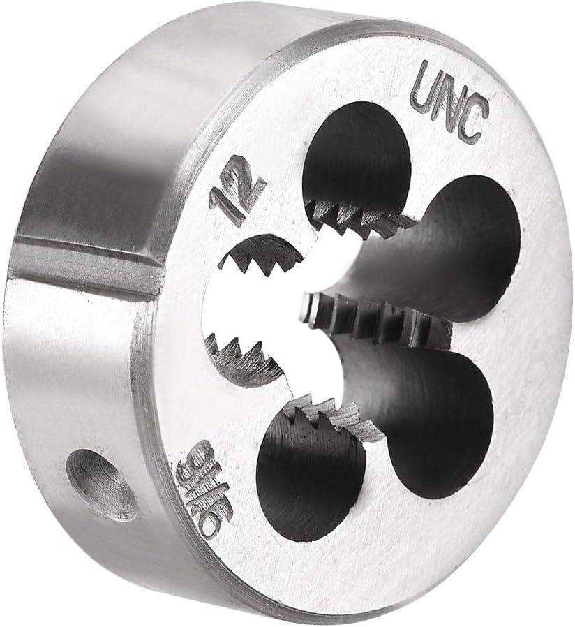 uxcell 9/16-12 UNC Round Die, Machine Thread Right Hand Threading Die, Alloy Tool Steel Screw Thread Cutting Die