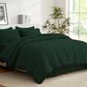 COZYART Full Comforter Set 7 Pcs, Emerald Green Bed in a Bag, All Season Lightweight Soft Reversible Bedding Set, 1 Comforter, 1 Flat Sheet, 1 Fitted Sheet, 2 Pillow Shams, 2 Pillowcases