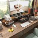 WESTREE Triple Dual Monitor Stand Riser with Drawer,Extra Large Adjustable for 2~3 Monitors,Solt for Phone & Tablet, Desktop Organizer Stand for Computer,Laptop,Printer,TV
