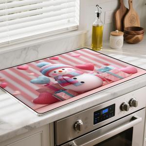 Heat-Resistant Stove Top Cover with Anti-Slip Rubber Coating – Electric Stove Protector, Scratch-Resistant, Expands Counter Space (Love Snowman, 28.5"L x 20.5"W)