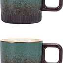 Espresso Cups Set of 2, 2 oz Ceramic Espresso Cups, Demitasse Cups for Tea or Coffee (Green)