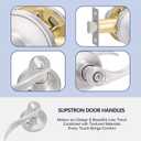 5 Pack Privacy Door Handle, Brushed Nickel Keyless Lever With Lock for Interior Door, Closet, Bathroom, Bedroom, Wave Style, Satin Nickel