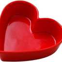 Sizikato Cute Heart Shaped Ceramic Salad and Dessert Bowl (5 in, Red)