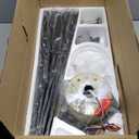 WINGBO 72 Inch DC Ceiling Fan with Lights and 3 Downrods, 5 Reversible Carved Wood Blades, 6-Speed Noiseless DC Motor, Large Ceiling Fan in Brass Finish with White Blades, ETL Listed