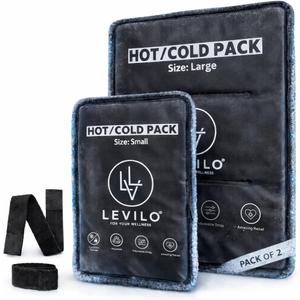 LEVILO Flexible Ice Packs for Injuries Reusable with Straps - 2 Pack (Large & Small) Large Reusable Ice Packs | Cold Packs for Back, Shoulder, Knee, Relief | After Surgery | Flexible When Frozen