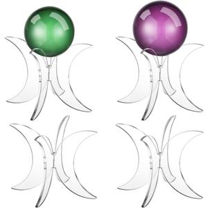 Bucherry 4 Pcs Acrylic Clear Ball Display Stand Set Crystal Sphere Holder Decorative Small Crystal Ball Stand Holder for Abalone Shell, Rocks, Egg, Air Plant, Sphere, Gems, Mineral Agate