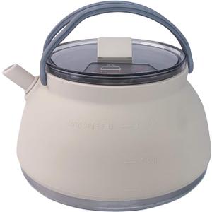 Portable Collapsible Camping Kettle, Coffee Pot for Hiking, Travel and Outdoors, 1.5L (light Khaki)