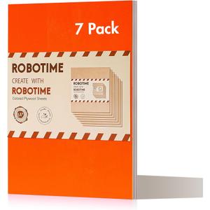 ROBOTIME 7-Pack Double-Sided Colored Basswood Sheets 1/8" - 12 x 16 x 1/8 Inch - Roller-Coated Solid Color 3mm Craft Wood Boards for Laser Cutting, Engraving & Wood Burning - Red