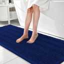 OLANLY Thick Bathroom Rugs 70x24, Extra Soft Absorbent Chenille Striped Bath Rugs, Rubber Backing, Machine Wash Dry, Bath Mats for Bathroom Floor, Tub and Shower, Home Decor Accessories, Navy