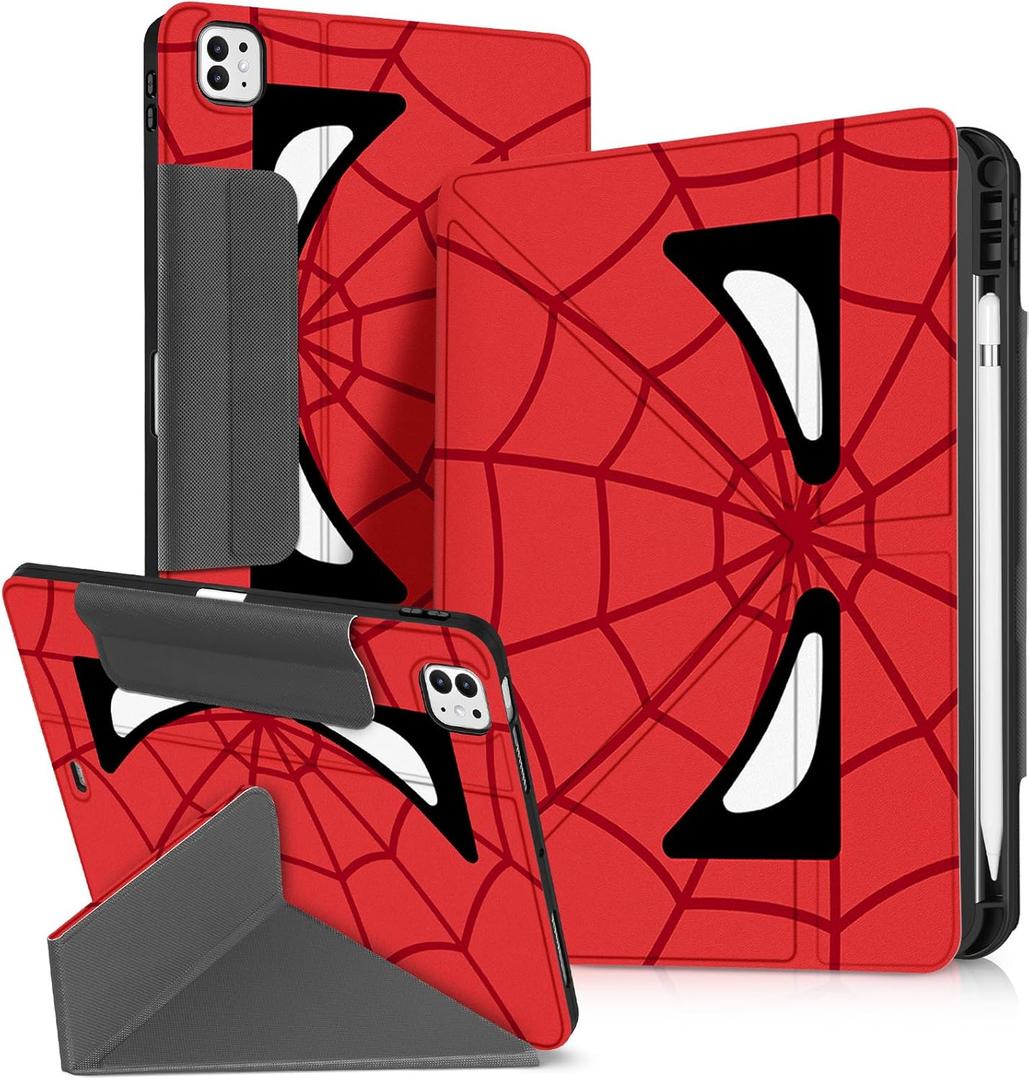 iPad Pro 11 Inch M4 2024 Case With Pen Holder - Cute Cartoon Cool Anime Kawaii Fun Protector Stand Folio for Boys Girls Women Men - Zhizhuxia Eyes