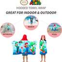 Super Mario Bath/Pool/Beach Soft Cotton Terry Hooded Towel Wrap, 24 in x 50 in, By Franco Kids