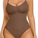 FeelinGirl Shapewear Bodysuit for Women Tummy Control Seamless Sculpting Snatched Bodysuit Body Shaper Brief (X-Small-Small, Brown)