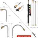 Sealegend Pressure Washer Extension Wand with 6 Spray Nozzle Tips for Gutter Cleaning up to 9FT, Upgrade Power Washer Lance with 30, 90, U-Shaped Curved Rod, 1/4" Quick Connect, 4000 PSI