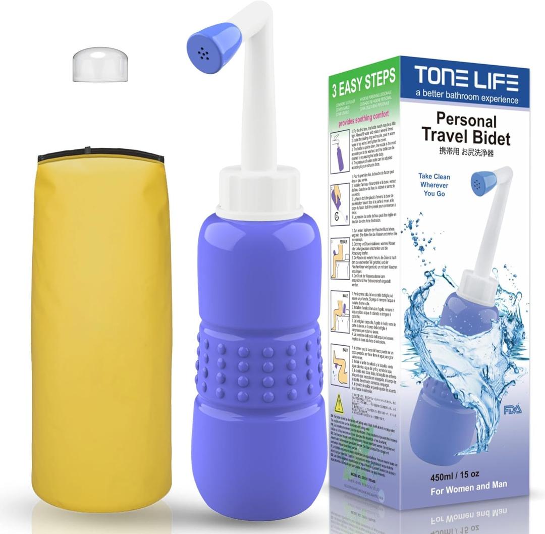Tonelife Travel Bidet - Portable Bidet - Travel Birth, Dirver, Outdoor, Camping, with Storage Bag, 450ml Capacity, Pack of 1