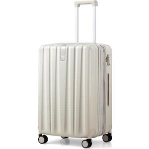 Hanke 23 Inch Luggage Suitcases With Spinner Wheels Lightweight PC hardside Rolling Suitcase With Travel Lock, Checked-Large 23-Inch Christmas Gifts for Birthday(Ivory White)