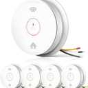 SITERWELL Hardwired Interconnected Smoke Detector Carbon Monoxide Detector Combo with 2 AA Batteries Back Up, 2 in 1 Smoke and CO Detector with Voice Alert, Smoke and CO Alarm with Self-Check, 5 Pack