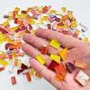 250g Glass Mosaic Tiles for Crafts, Stained Glass Supplies, Stained Glass Kits for Adults, Stepping Stone Kit, Mixed Orange Yellow Red Colors 0.4 inch Irregular Shapes