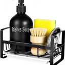 TEZZ Sponge Holder for Kitchen Sink- Stainless Steel Kitchen Sink Caddy for Organizing Sponge, Brush & Soap Dish Dispenser, coutertop Organizer Rack with Adhesive or Counter top, Black
