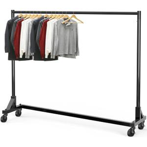 Simple Houseware Industrial Grade Z-Base Garment Rack, 500lb Load with 63 Inches Extra Long Bar, Black