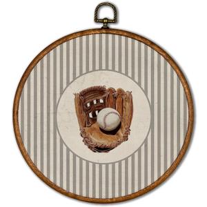 KSDUT Vintage Baseball Wall Art Decor - Retro Sports Trendy Wall Art Canvas Frame Hanging Prints, Nursery Sports Gallery Round Wall Art Decor for Boys Room Home Decorations 10"x10"