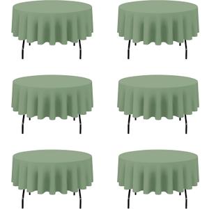 BRILLMAX 6 Pack Sage Green Round Tablecloths 90 Inch - Circle Bulk Linen Polyester Fabric Washable Table Cloth Cover for Wedding Reception Banquet Birthday Party Buffet Restaurant