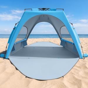 Raynesys Pop up Beach Tent Sun Shelter for 3-4 Person, Sky Blue | Portable Sun Shade Tent UPF 30+ UV Protection, Breathable Mesh Window, with Carrying Bag for Sands & Outdoor