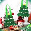 Yoojahow 24 Pcs Christmas Tree Gift Bags Small Non Woven Reusable Xmas Tree Shaped Treat Bags with Handles for Christmas Goodie Candy Snack Gift Xmas Party Supplies Class Favors Decor