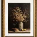 InSimSea Gold Picture Framed Wall Art, Living Room Vintage Dried Flowers Vase Wall Decor, Dark Moody Still Life Canvas Print Art, Home Farmhouse Decor, Antique Paintings with Frame 13x16inch