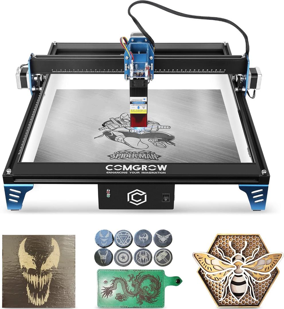 Comgrow Z1 Laser Engraver 10000mW Output Power, 24V Desktop Laser Cutter and Engraving Machine with Eye Protection Compressed Laser Spot 0.08mm, 10000mm/min Diode Laser Cutting for Metal Wood, Laser 4
