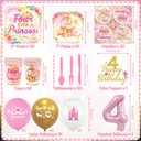 Four Ever a Princess Birthday Decorations , Includes Backdrop, Plates,Napkins, Cake Toppers, Balloons, Tablecloths, for 4th Girl Birthday Party Supplies , Serve 20