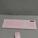 Wireless Keyboard and Mouse Combo, Reccazr 2.4G Full-Sized Keyboard and Mouse Cordless, 3 DPI Adjustable Mouse, Dual-System Keyboard for Computer/Laptop/Windows/Mac (Pink & White)