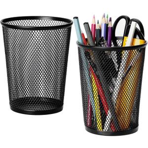 MaxGear Pen Holder for Desk, Premium Mesh Metal Pencil Holder Pen Cup Marker Organizer Makeup Brush Holders, Desk Accessories & Workspace Organizers for Home, School & Office, 5.4, 2 Pack