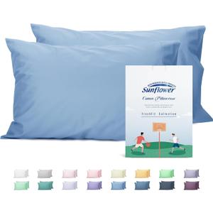Sunflower King Pillowcases Set of 2, 100% Cotton King Size Pillow Cases 2, 2040 inches Placid Blue, Soft and Breathable