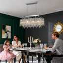 10 Light Crystal Chandelier | Chrome Oval-Shaped Crystal Chandeliers for Dining Room Light Fixture, 32" Modern Ceiling Lighting Fixture for Dining Room Kitchen Island Bar