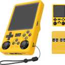Case Cover for R36S Plus Handheld Game Console, Slim Soft Silicone Protective Case with Lanyard for R36S Plus, Anti-Scratch,Shockproof,Yellow
