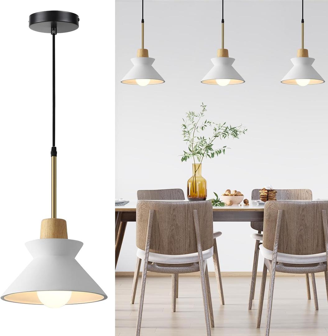 9.4in Concrete Pendant Light 3 Pack, Small White Kitchen Island Lighting Hanging Lamp Cement Nordic Wabi Sabi Light Fixture for Dinning Room Over Table Foyer Entryway Bedroom