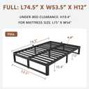 ZTH Full Size Bed Frame 12 Inch, Metal Full Bed Frame No Box Spring Needed, Heavy Duty Steel Support, Storage Space, Headboard Compatible, Easy Assembly, Noiseless, Rounded Legs, Black
