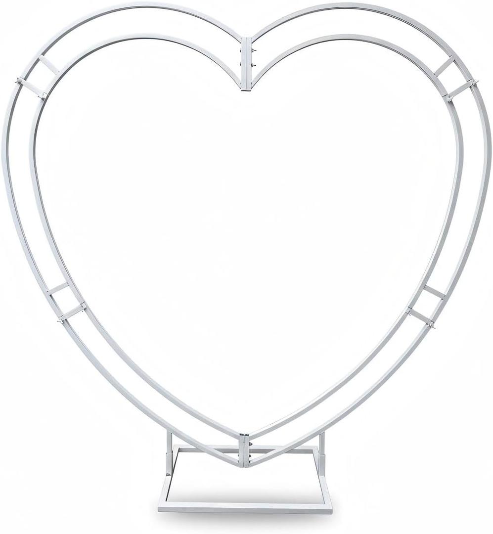 Heart Arch, 6.5FT Metal Heart Arch Stand, Wedding Backdrop Frame, White