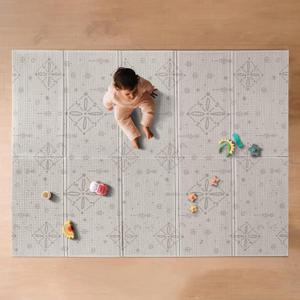 Nuby Reversible Baby Floor Mat, 77" x 58" - Foldable and Lightweight Infant Play Mat - Easy Storage and Travel - Graceful Gray