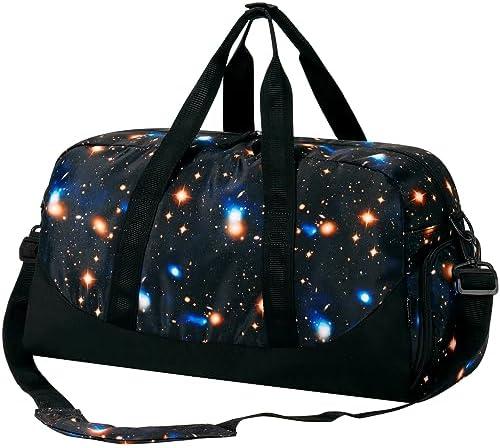 Choco Mocha Kids Duffle Bag Boys - Galaxy Weekender Overnight Bags for Travel Gym Sleepover Bag Boy Age 9-12 6-8 Black