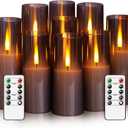 Flameless LED Candles, Upgraded Realistic 9 Pcs Flickering Flame Pillar Candles, Battery Operated Candles with Remote Timer, for Romantic Ambiance and Home Decoration (Grey)