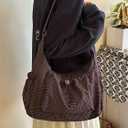 Plaid Crossbody Bags, Slouchy Hobo Crossbody Bag, Cute Messenger Bag, Nylon Crescent Crossbody Purse, Trendy Everyday Purse