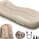 Bestrip Auto Inflatable Couch Lounger, Air Mattress Sofa Bed with Rechargeable Air Pump (Single, Khaki)