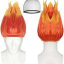 Gvhntk Anger Wig Flame Fire Wig Orange Short Red Wigs with Cap Spiked Spiky Fun Flame Shape Wigs Unisex Costume Outfit for Halloween Cosplay Party