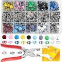 GTAAOY 800PCS Metal Snaps Buttons with Fastener Pliers Press Tool Kit Perfect for DIY Crafts Clothes Hats and Sewing, Snap Button Fasteners Kit for Clothing Sewing(200 Sets,10 Colors,9.5mm)
