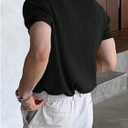 SOLY HUX Men's Knit Top Ribbed Short Sleeve Button Collared Business Summer Tee Shirts