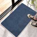 Front Door Mat Indoor Outdoor Entrance,30" x 17" Ultra Thin Low Profile Entry Rugs, Absorbent Door Mats and Muddy Doormats for Any Door, Entryway,Kitchen,Patio,Home (1'5" x 2'6" (Rectangular), Blue)