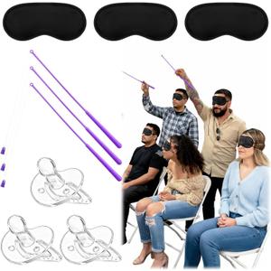 3 Set Baby Shower Games Fishing The Pacifier Blindfolds Feeding Games Funny Baby Shower Gender Reveal Party Game Bridal Showers for Guest Wedding Party(The Pacifier Is Not Magnetic) (Purple)