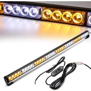 Emergency Light Bar 35.5 Inch Traffic Advisor Led Strobe Light Bar Kit Rainproof Warning Caution Turn Signals Directional Car Vehicles Pickup Trucks Tow Roof Rear Head (35.5 Inch, Yellow/White) (Black control box)